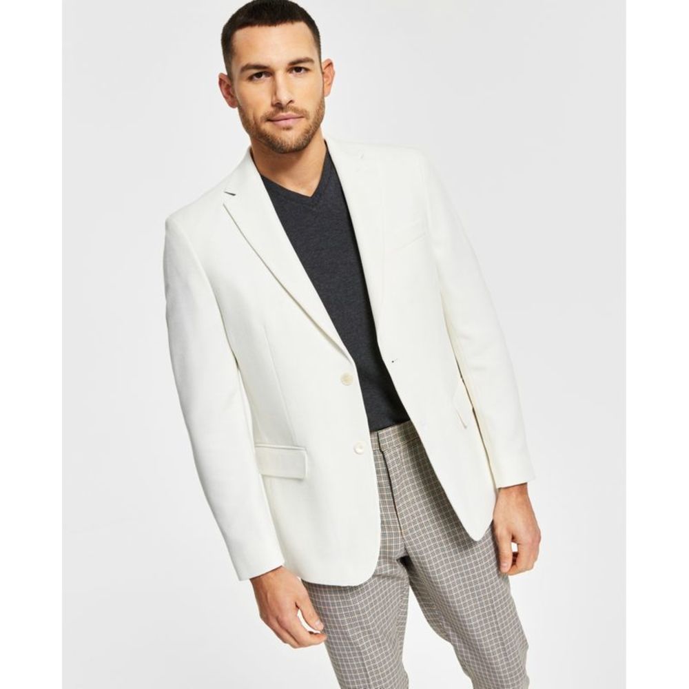 Tommy Hilfiger Men's Slim Fit Solid Weave Blazer White Size 46